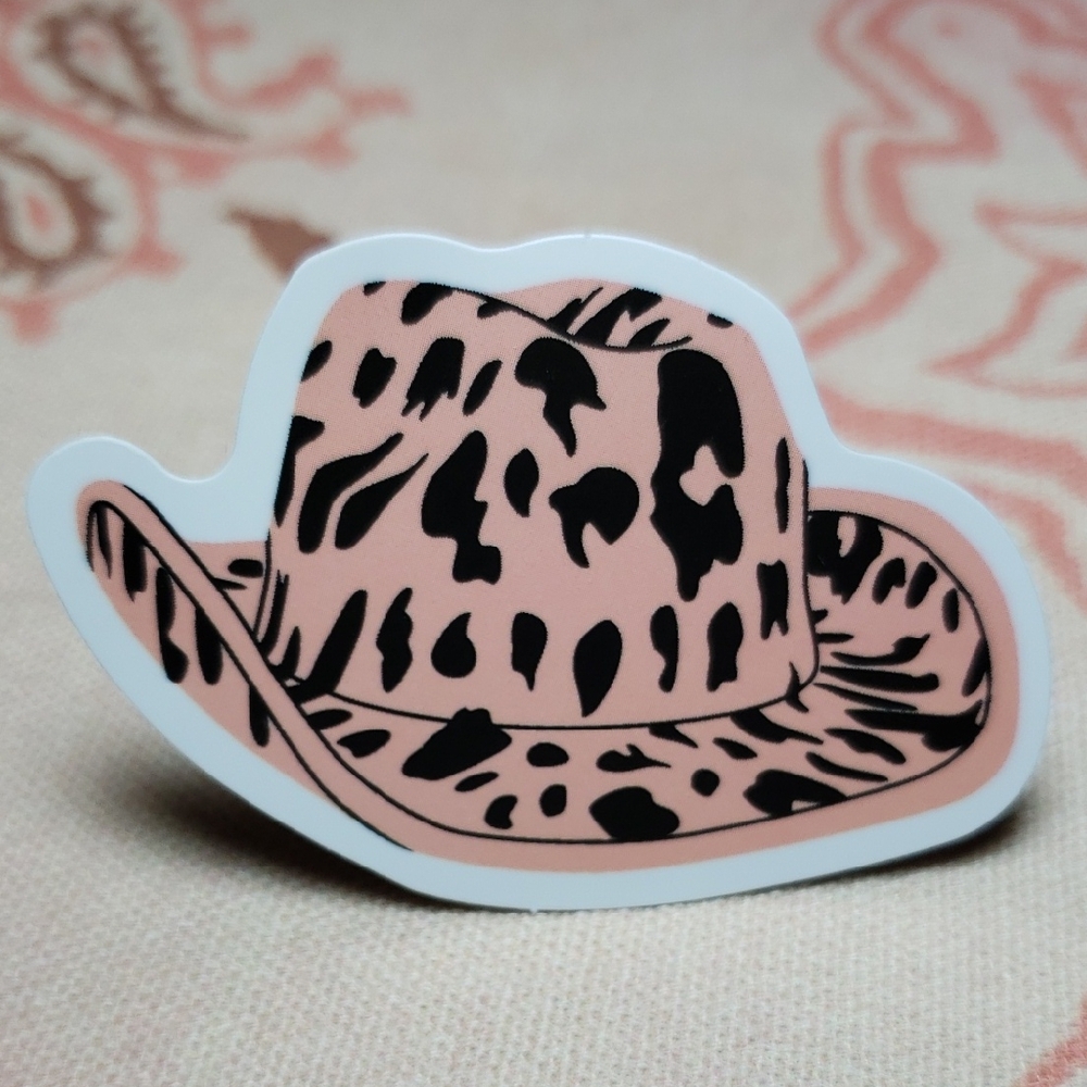 Leopard Print Cowboy Hat Sticker (F)
